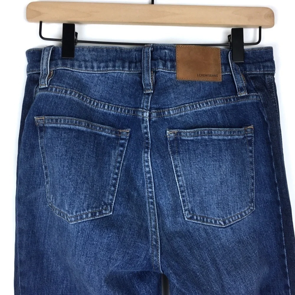 J CREW Jeans Vintage Straight Leg High Rise Two Tone Sides Stretch Denim Size 26